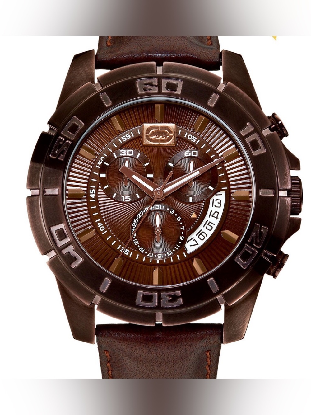 Marc Ecko Watch Chocolate Brown chronograph Leather Mens Watch